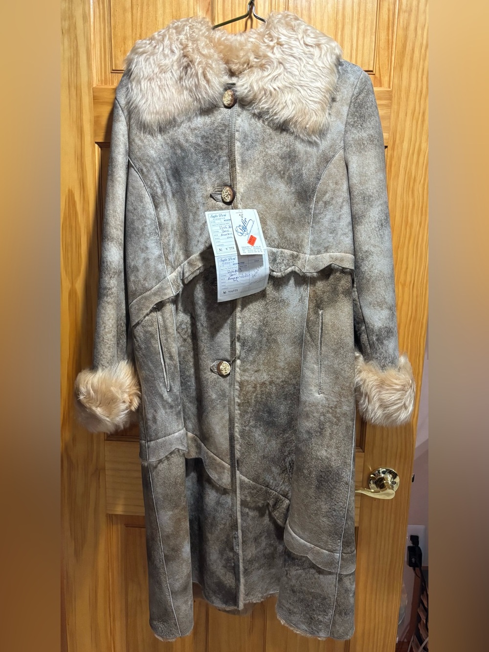 Fabiani Genuine Shearling Long Coat, Size M